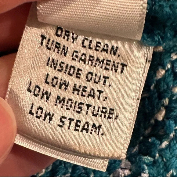 St John Teal Blue Wool Blend Woven Knit Sweater Size Medium - Picture 7 of 9